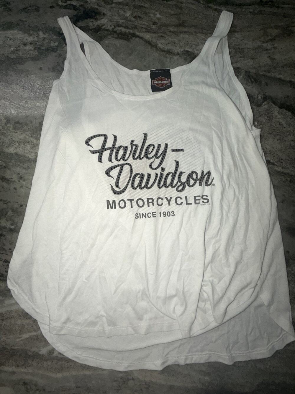 Harley Davidson Smoky Mountain Tennessee Women's Medium White Tank Top (AO19)